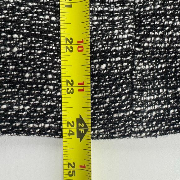 Eileen Fisher Large Black & White Tweed Zippered Front Jacket Faux Pockets - Picture 6 of 8
